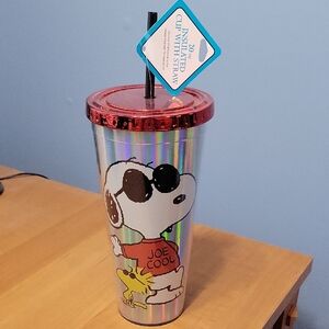 Holographic Snoopy Tumbler with Red Lid